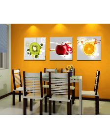 Tranh nhà bếp, tranh phòng ăn, tranh ghép bộ 3 bức nghệ thuật DH1422A (kích thước 120x40cm)