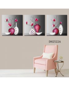 Tranh nhà bếp, tranh phòng ăn, tranh treo tường 3 bức nghệ thuật bình hoa DH2522A 