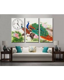 Tranh đồng hồ, tranh treo tường nghệ thuật Chim Công DH4401A