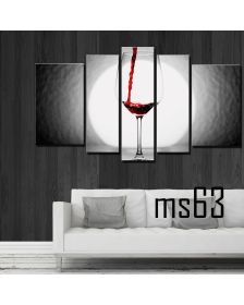 Tranh nhà bếp, tranh phòng ăn, tranh ghép bộ 5 bức ly rượu MS63