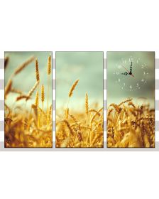 Tranh đồng hồ bộ 3 tấm cánh đồng lúa mì DH236A