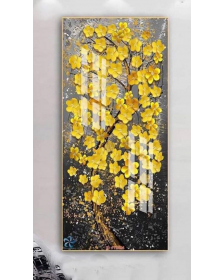 Tranh tráng gương 1 bức nghệ thuật hoa mai vàng MC62